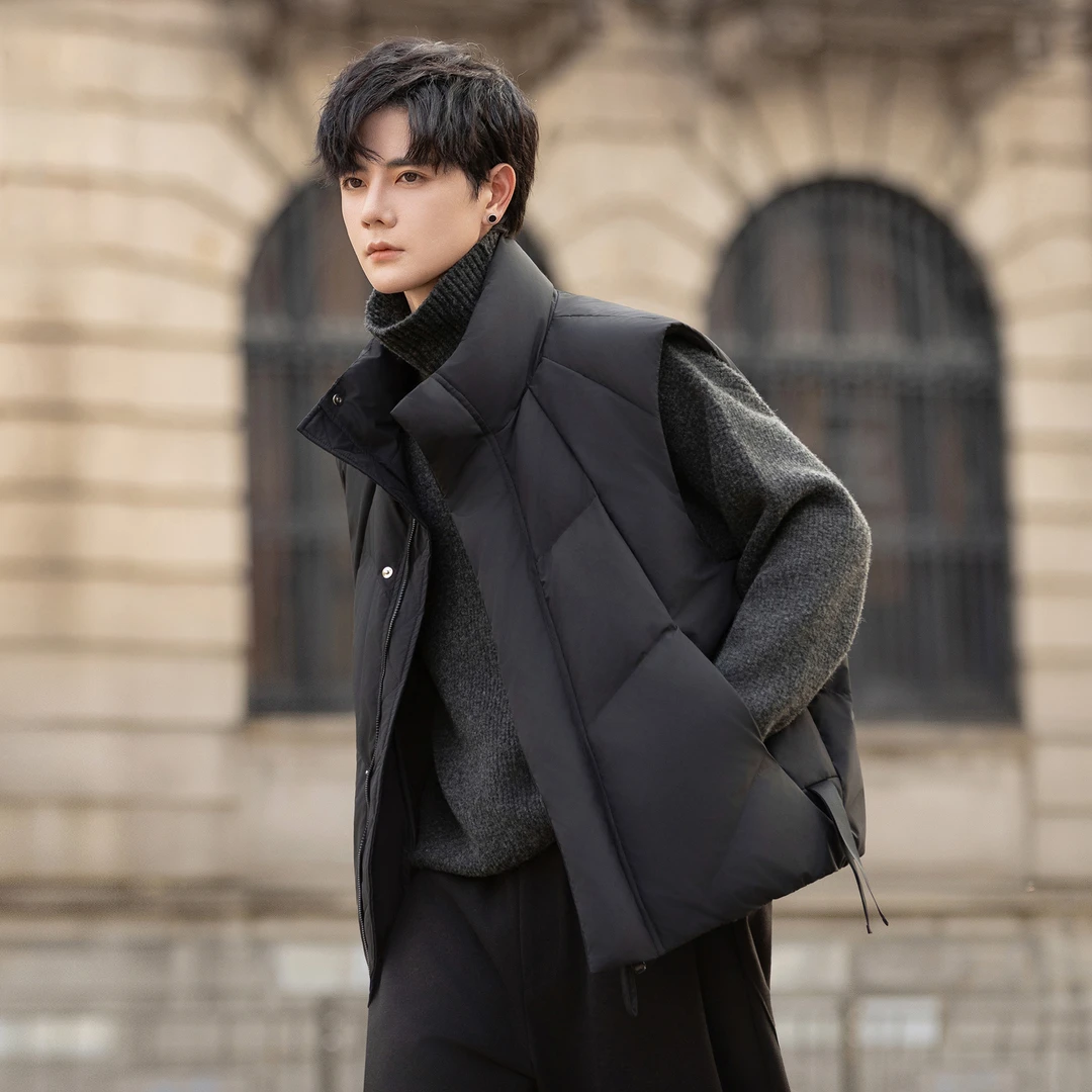 斯狄奈勒白鸭绒加厚羽绒马甲男士冬季轻薄外穿保暖羽绒背心男外套