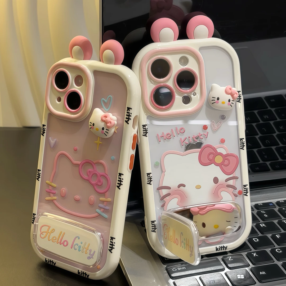 KT猫镜子支架适用苹果16手机壳小米14女vivo华为P70vivo小米15opp