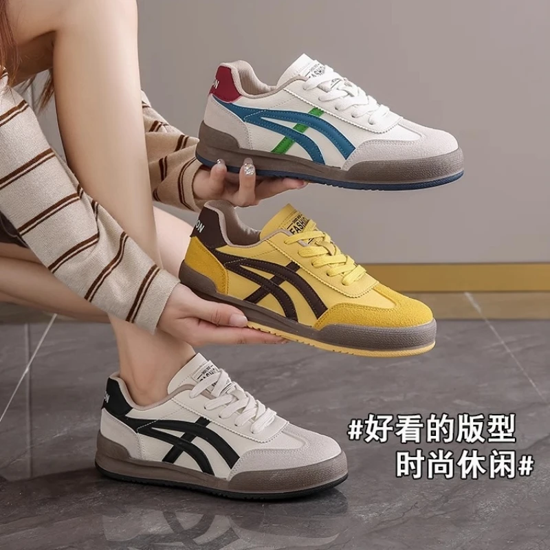 复古真皮阿甘鞋子女款2025新款爆款运动休闲德训鞋女平底时尚板鞋