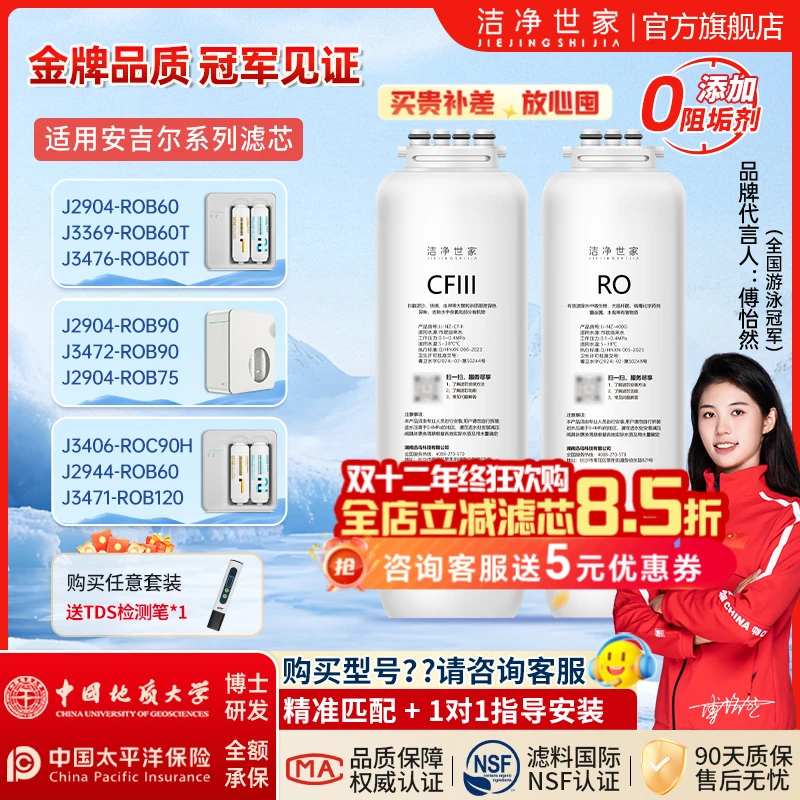 洁净世家适用安吉尔净水器滤芯魔方J2904-ROB60/J3472/J3471大鱼