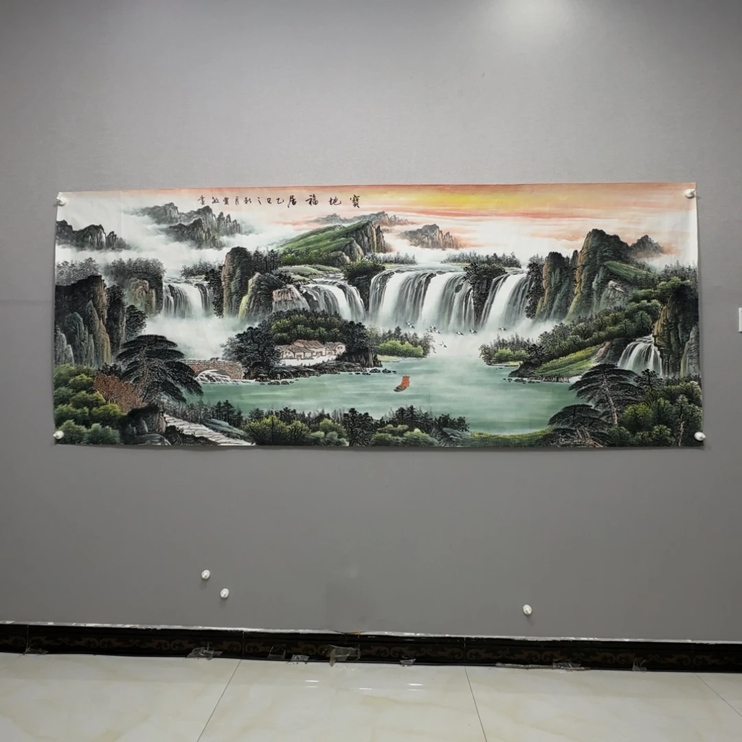 国画横幅八尺精品山水贾敏