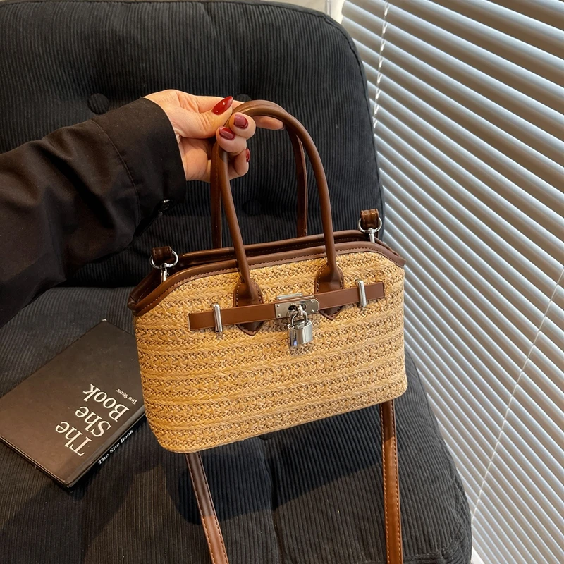 夏日爆款草编包包女式2025新款时尚手提小拎包海边沙滩单肩斜挎包