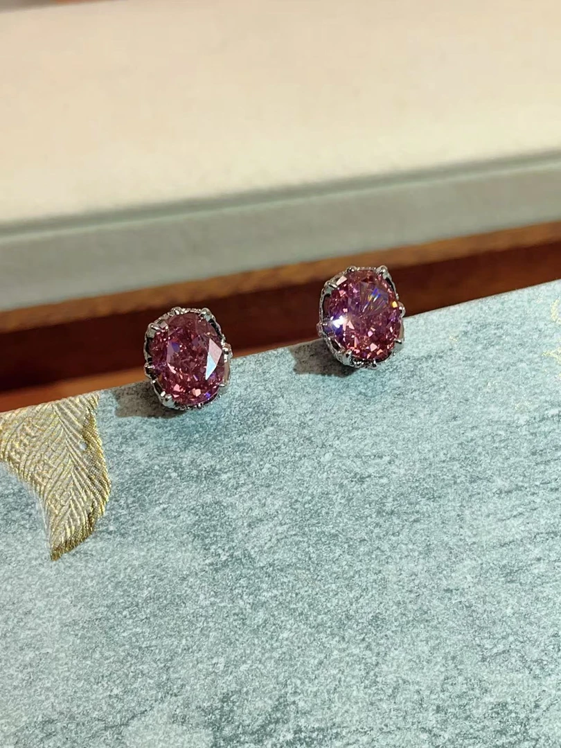 E05双金干枯玫瑰4爪耳钉