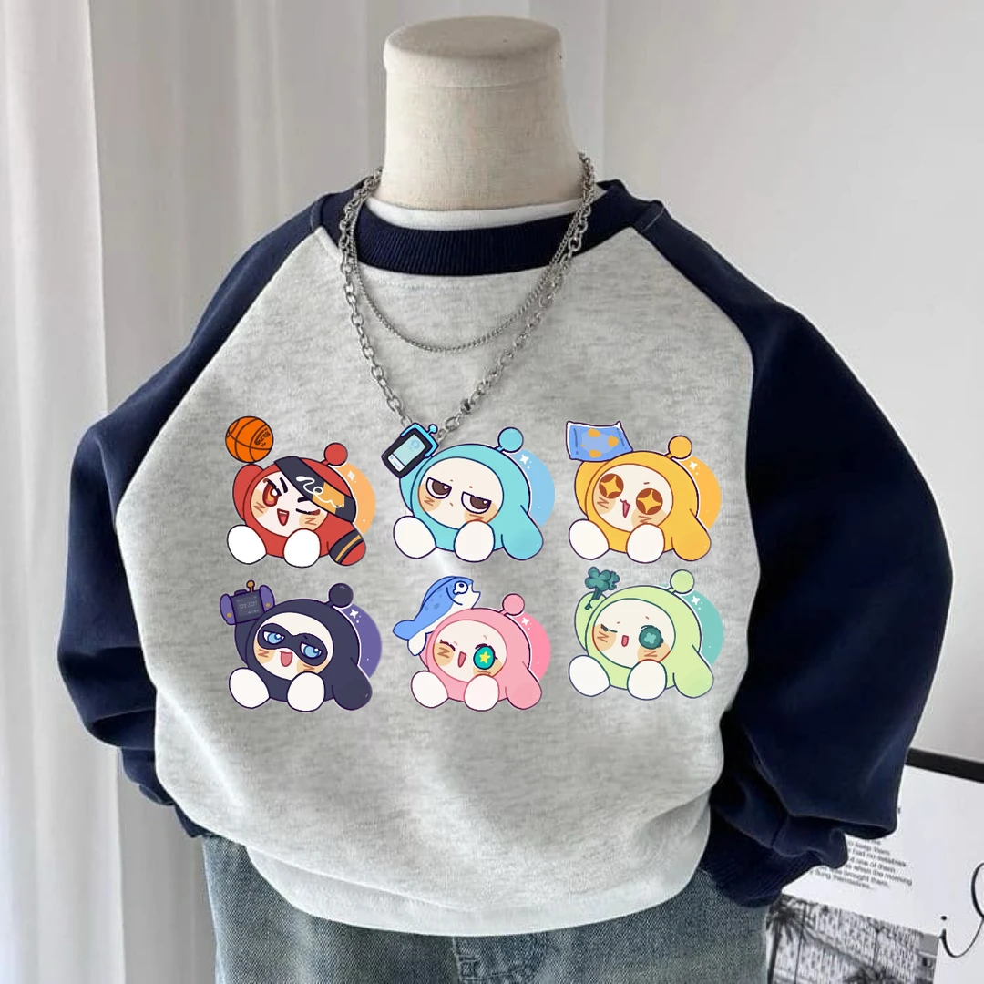 蛋仔派对六只蛋仔卡通印花秋冬新款儿童款卫衣男女童装休闲上衣