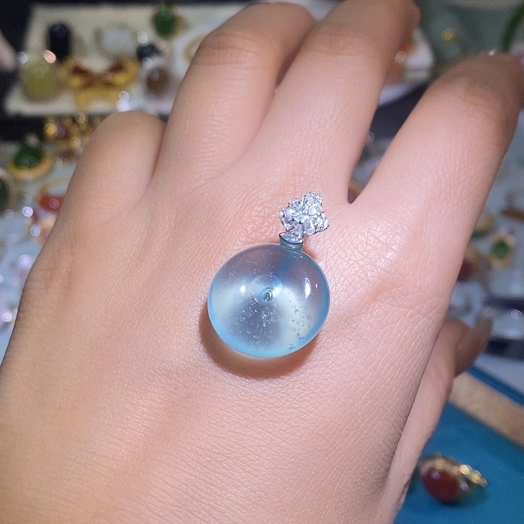 岫玉银S925镶嵌吊坠(不含链)