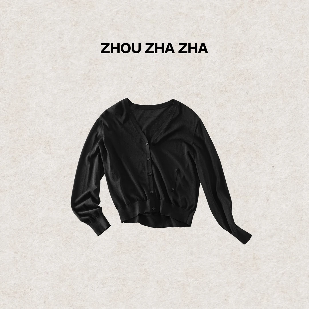 【周炸炸】天丝混纺 法式V领百搭针织开衫#531129