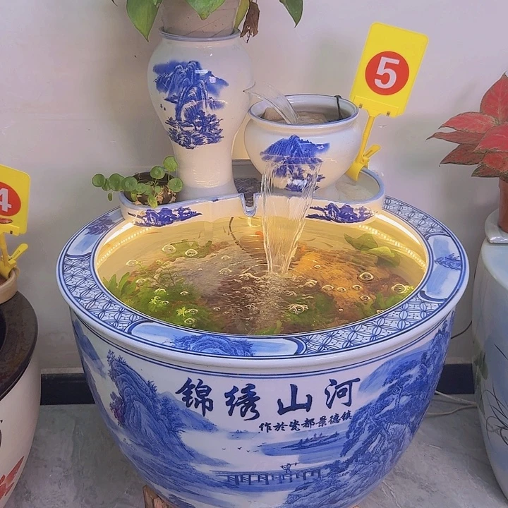缸景德镇源头工厂青花瓷60口径