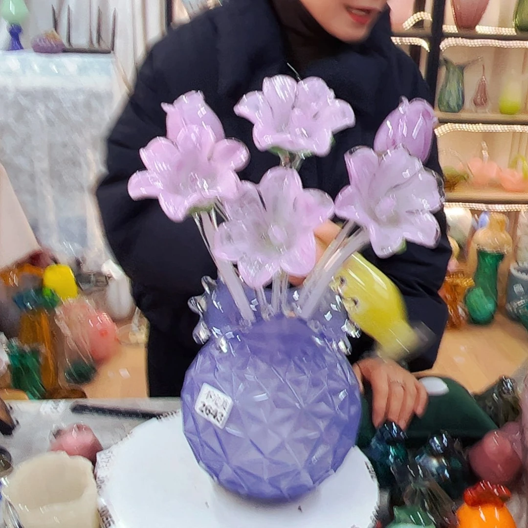 6花1瓶家悦琉璃工艺品瓶不完美