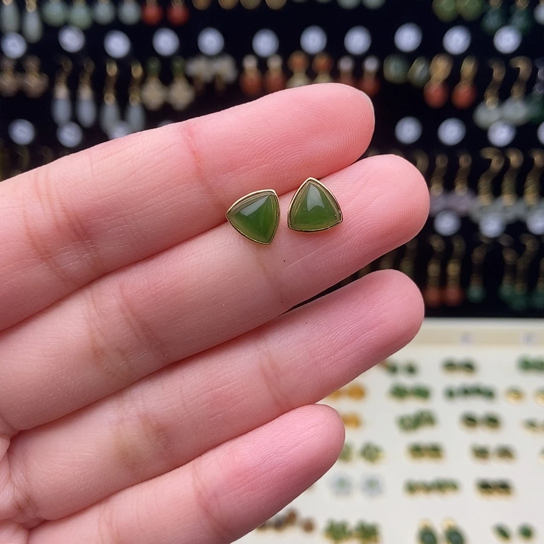 和田玉（碧玉）银S925镀金镶嵌颈饰