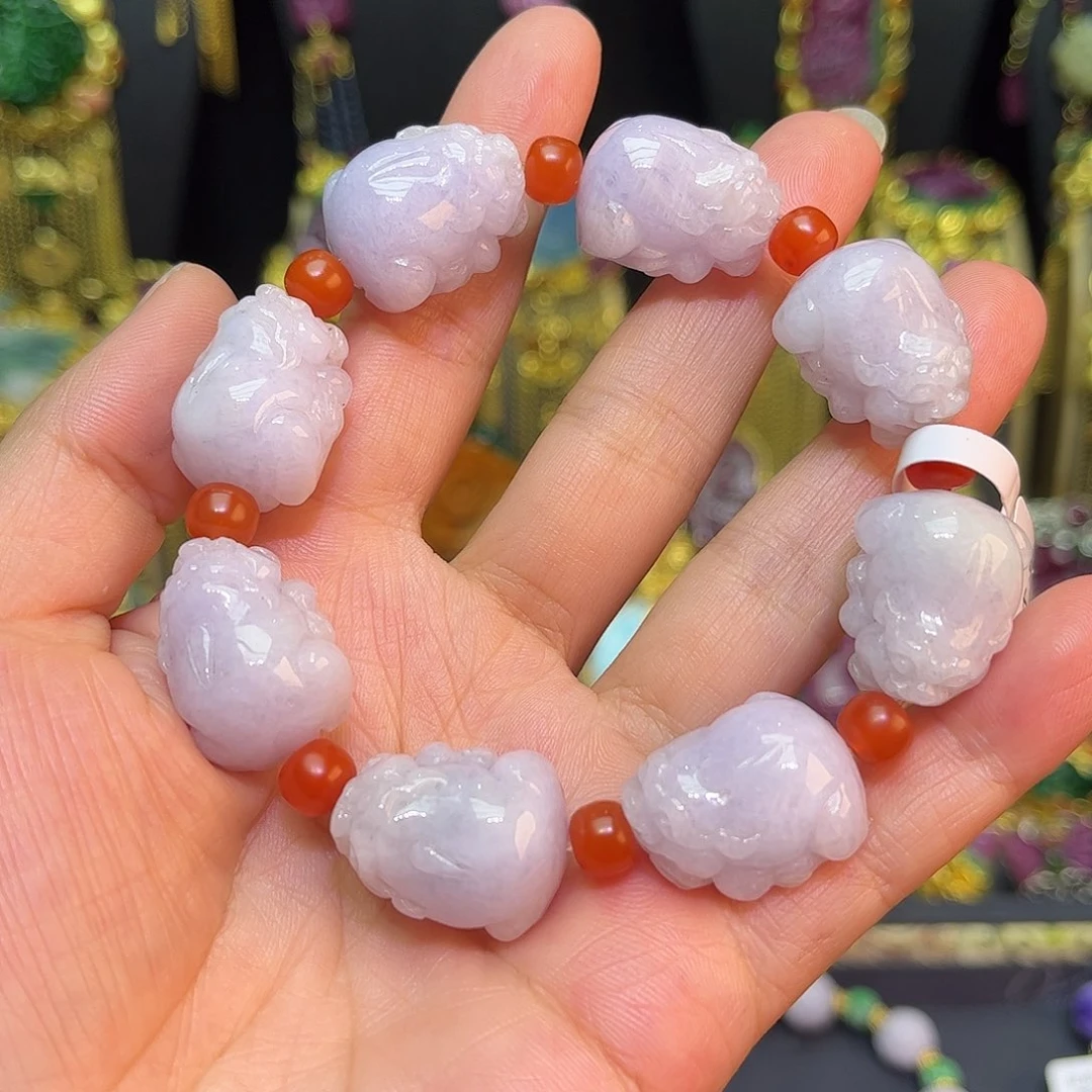 银S925镶嵌手链翡翠紫翡貔貅手链