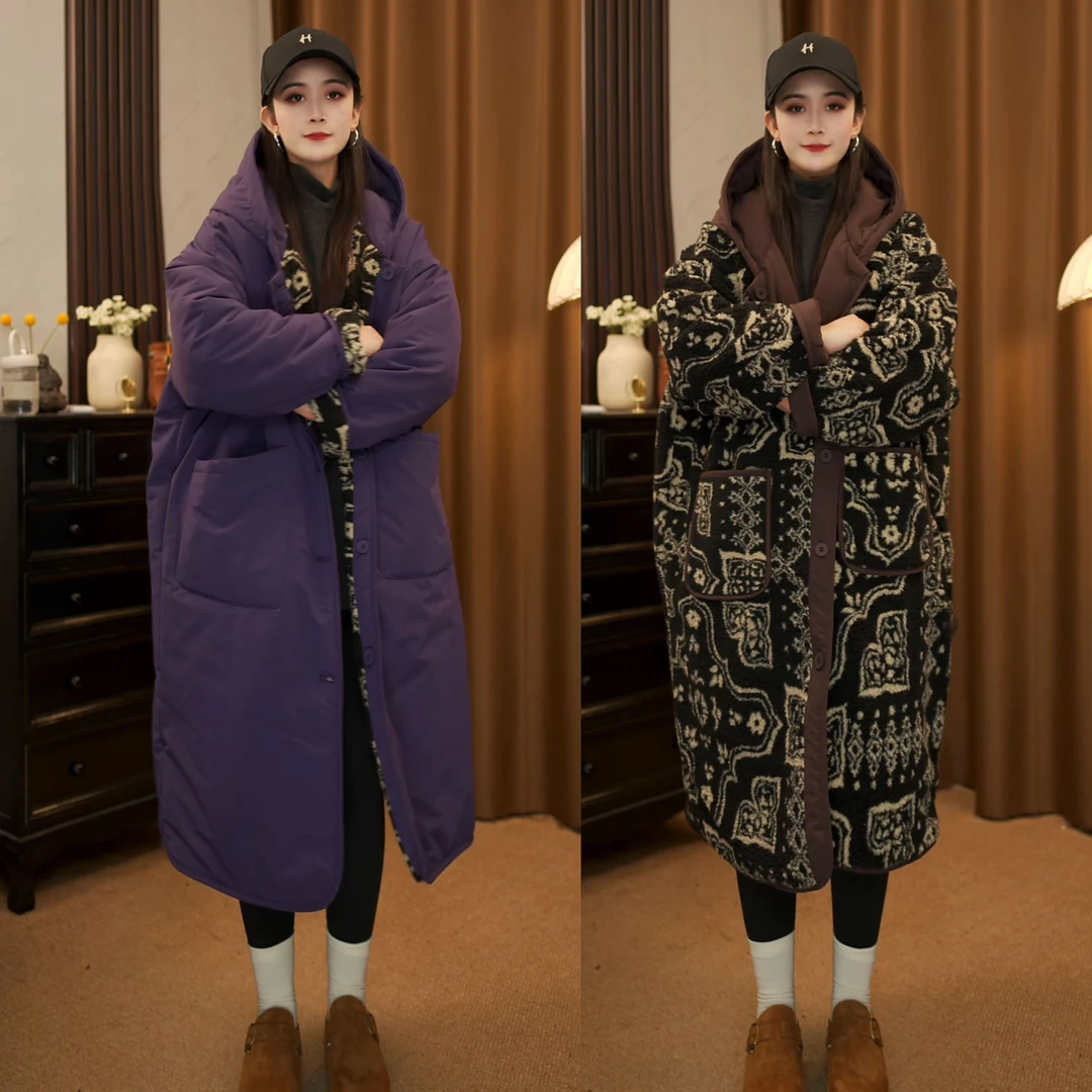 棉服棉袄外套棉衣厚款长款常规韩版连帽女长袖水洗
