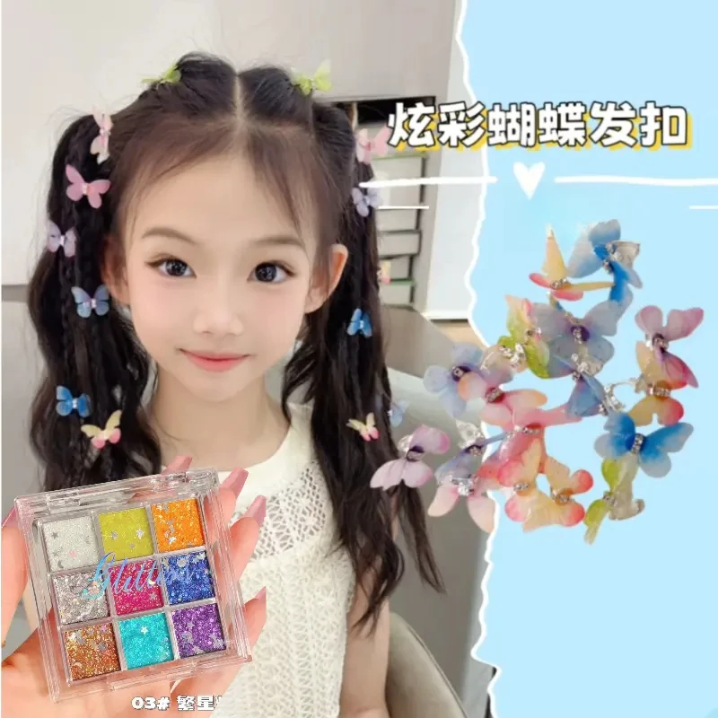 轻奢绢纱钻小蝴蝶发扣八超仙气发饰灵动蝴蝶发夹