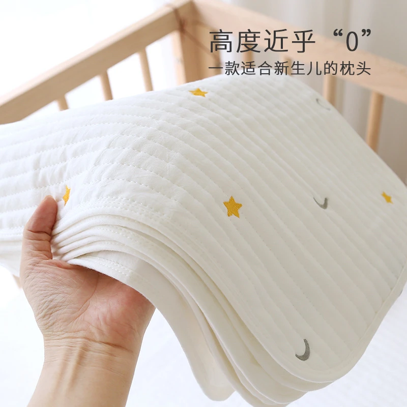 新生儿枕头宝宝夹棉四季枕垫婴儿绗缝刺绣平头枕防吐奶纯棉枕巾
