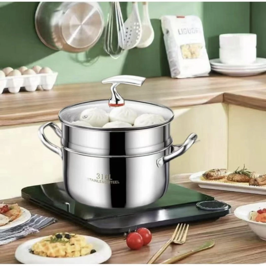 【飞鸟双层锅】24cm双层不锈钢汤锅家用煲汤锅煮汤 锅电磁炉用