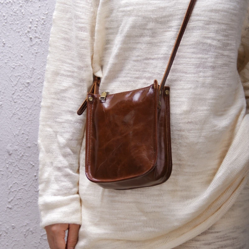 【爆款升级】真皮女包手机包单肩斜挎包头层牛皮简约大气百搭休闲