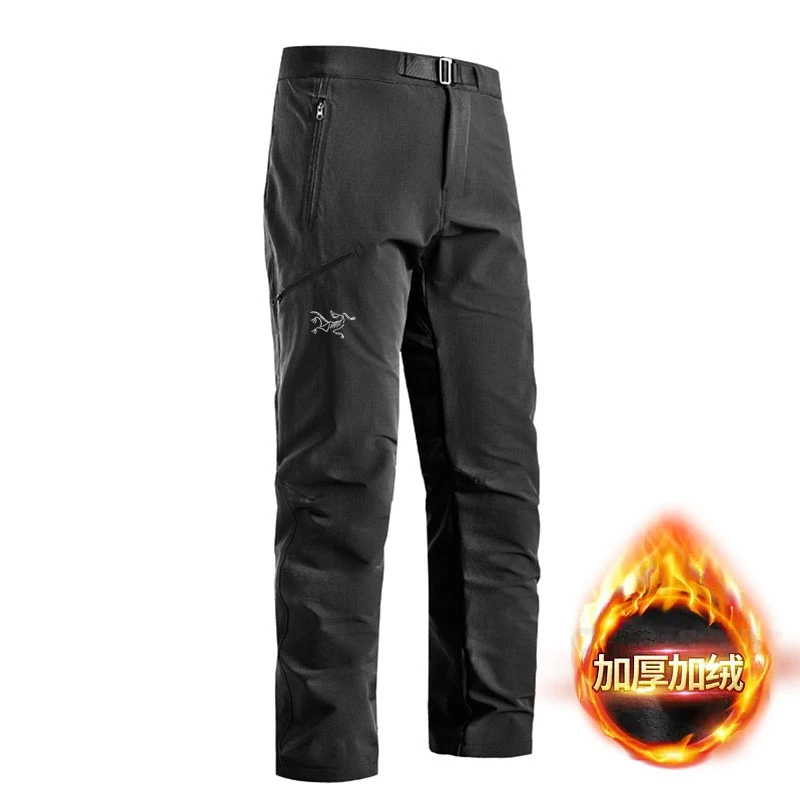 【奥特莱斯】鸟家新款冲锋裤男士冬季加绒加厚保暖徒步软壳登山裤正