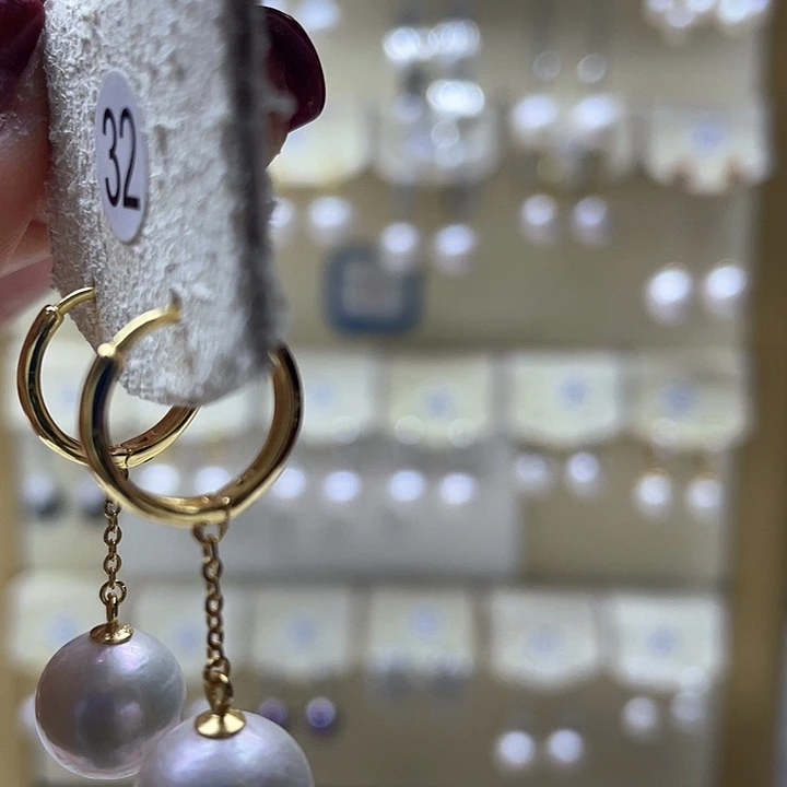 淡水珍珠耳饰银S925镶嵌