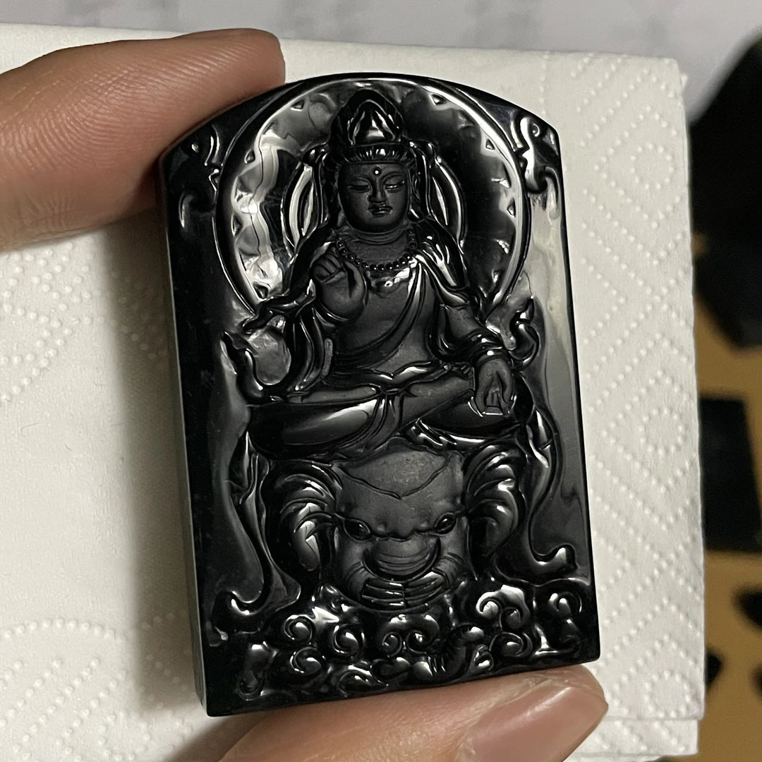 天然翡翠a货 普贤菩萨玉坠h