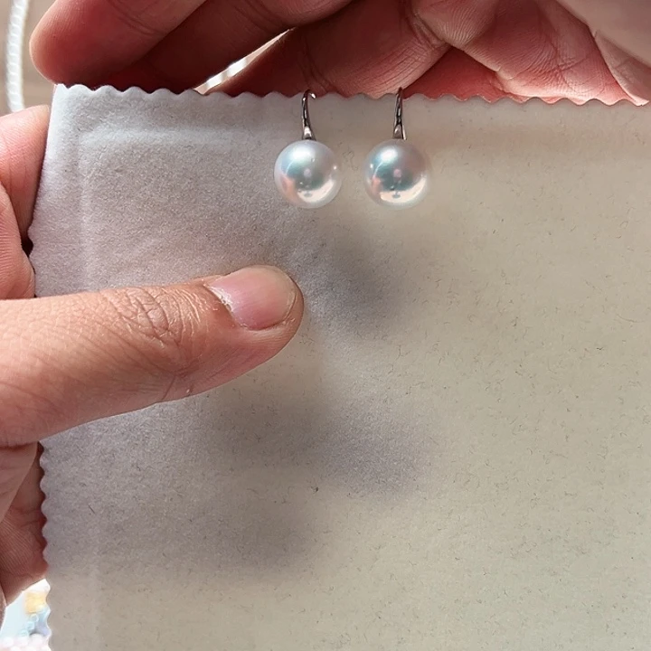 耳饰银S925镶嵌淡水珍珠