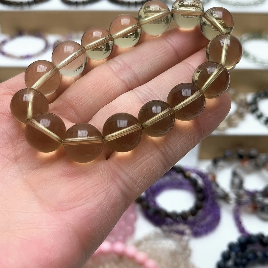 水晶未镶嵌手链柠檬黄14mm