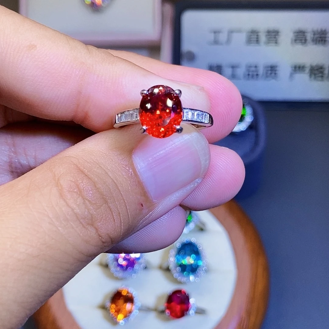 戒指银S925镶嵌碧玺