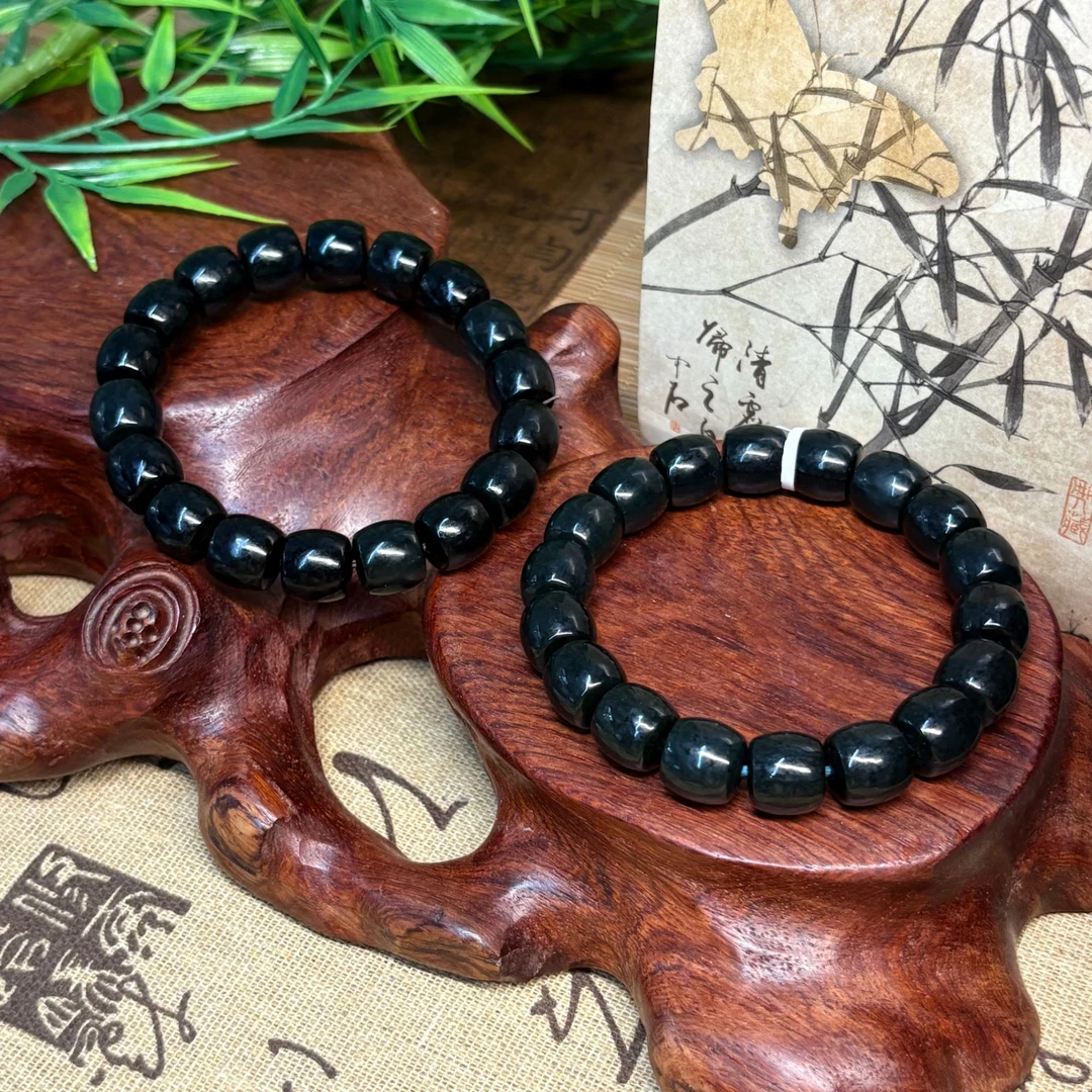 701060#天然和田玉塔青单圈手串卡12MM经典百搭多样性发其一