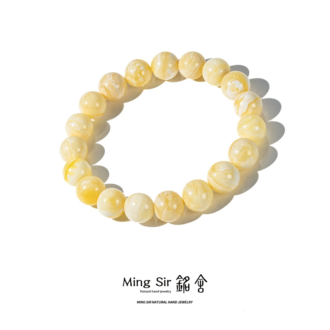 【铭舍 东方既白·花·特级妖花碎花】7-10mm天然俄料蜜蜡手串圆珠