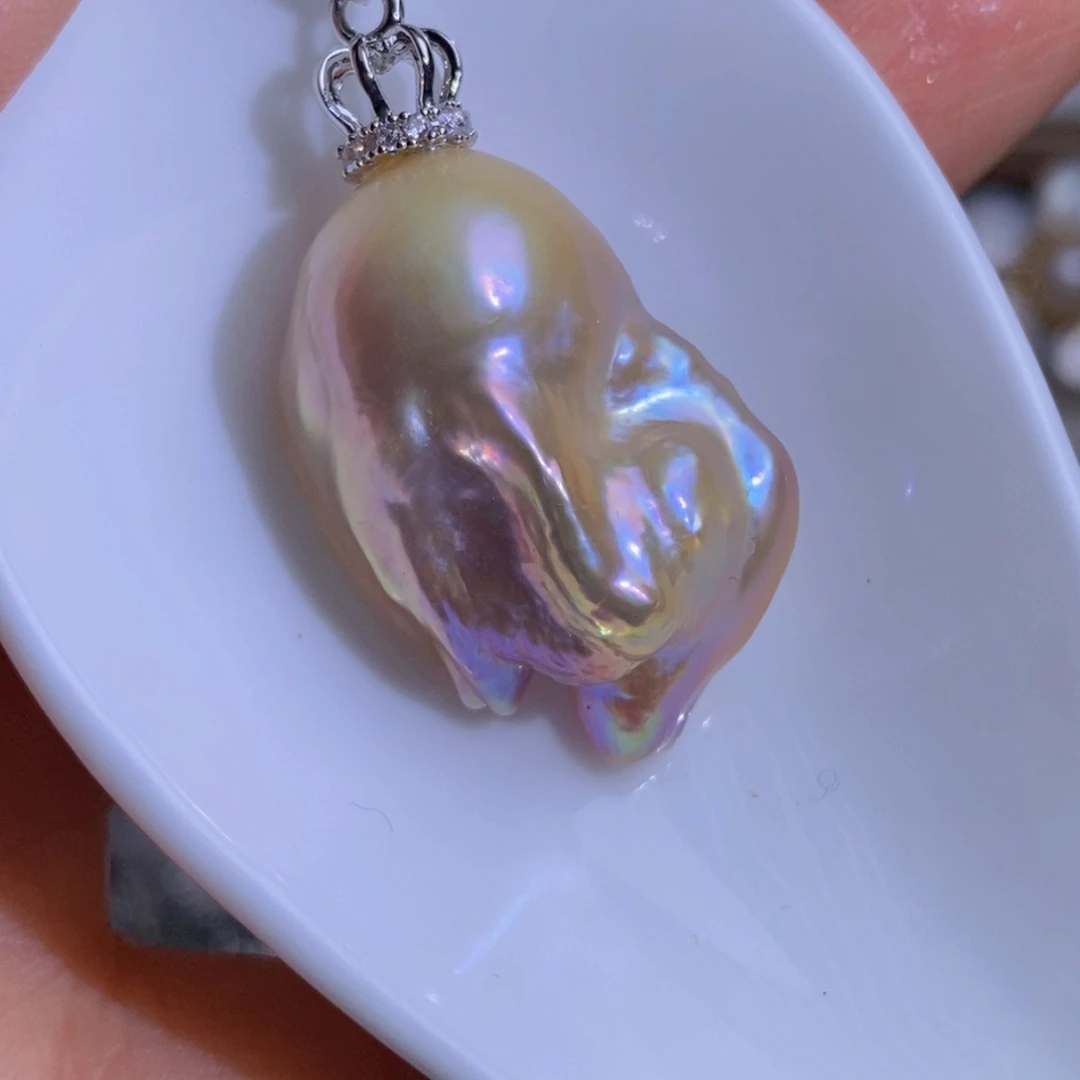 银S925镶嵌珍珠淡水珍珠