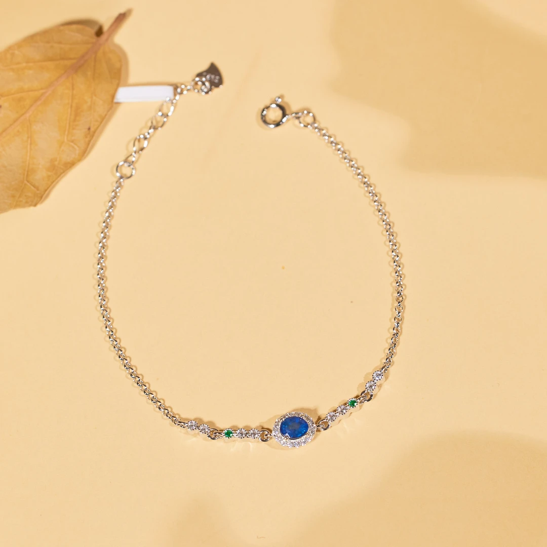 珠宝礼物【歪歪】蓝宝石手链*s925银镶嵌(多样性发一）W5858