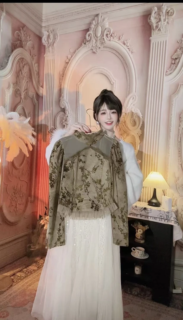 【崔】Z0167国风新中式拼接休闲衬衫花色上衣长袖女士衬衣立领