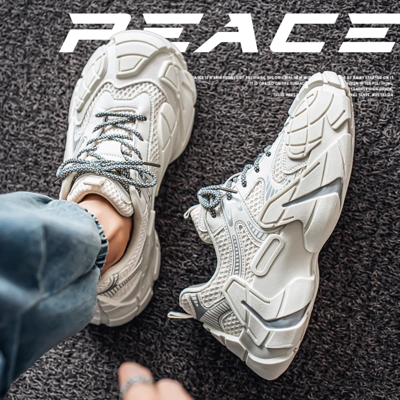 男鞋夏季透气网面徒步登山运动工地上班厚底耐磨防臭男士劳保网鞋