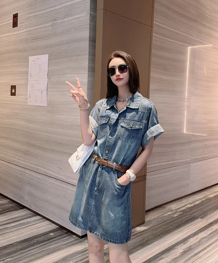 熙薇【迪克牛仔】2025春季新款休闲设计师气质牛仔连衣裙H2661