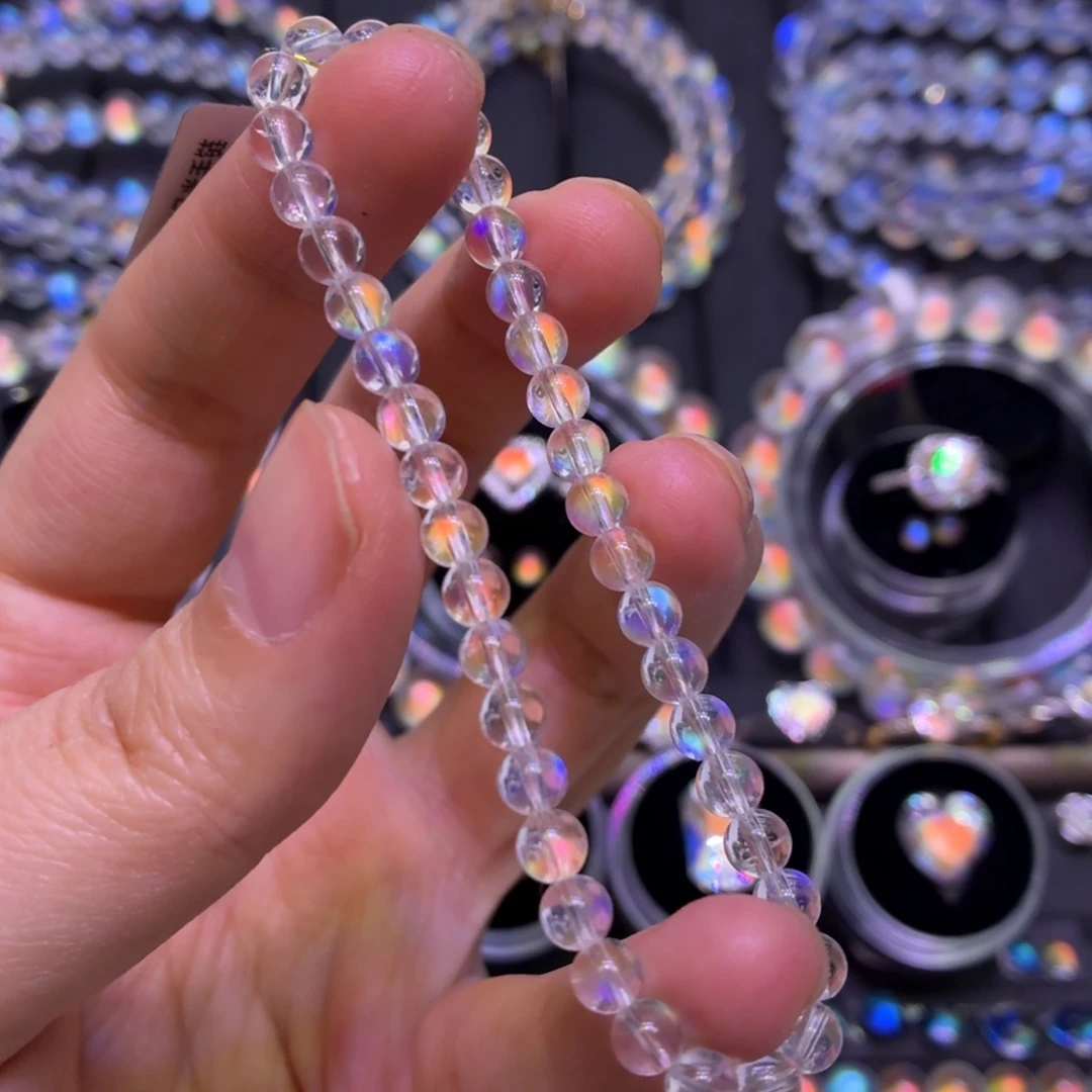 手串月光石未镶嵌毕业级马岛彩月4.7mm