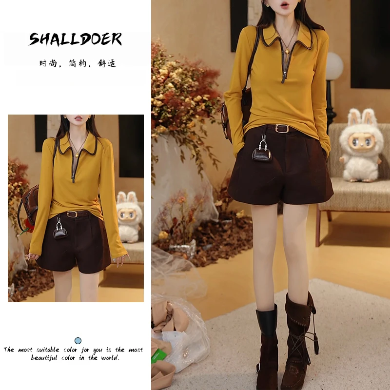 2025秋新款高级感气质百搭上衣休闲裤两件套洋气简约慵懒风套装