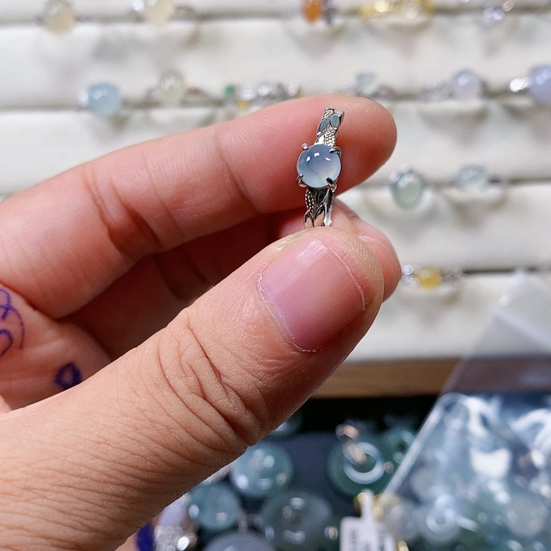 翡翠银S925镶嵌戒指