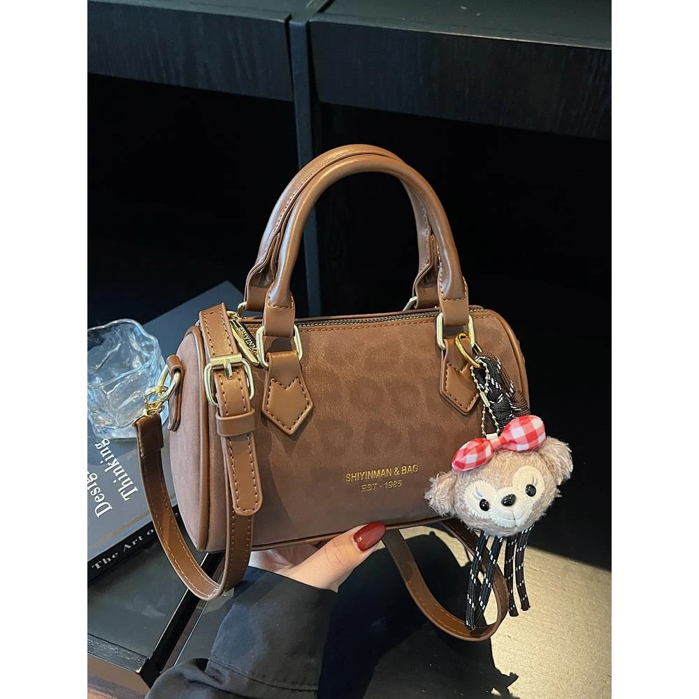 今年流行复古豹纹小包包女2025新款秋冬季手提斜挎包波士顿枕头包