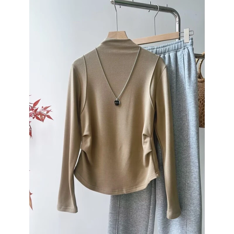 （半高领自发热德绒）小蛮腰加厚德绒半高领打底衫DR1566