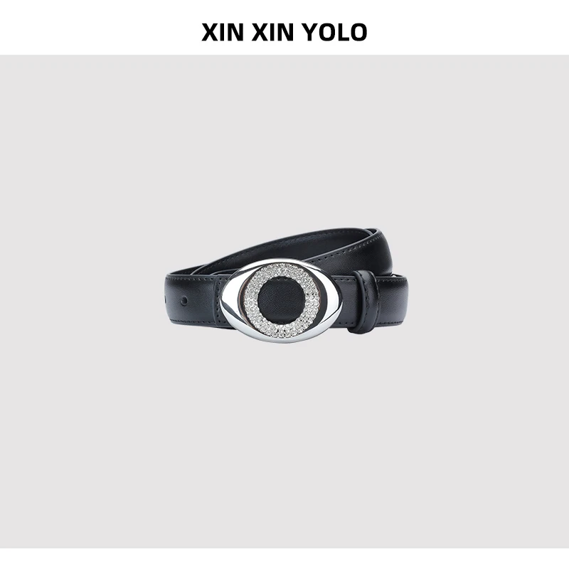 女士真皮镶钻合金扣腰带搭配牛仔裤休闲裤连衣裙短裙时尚百搭皮带