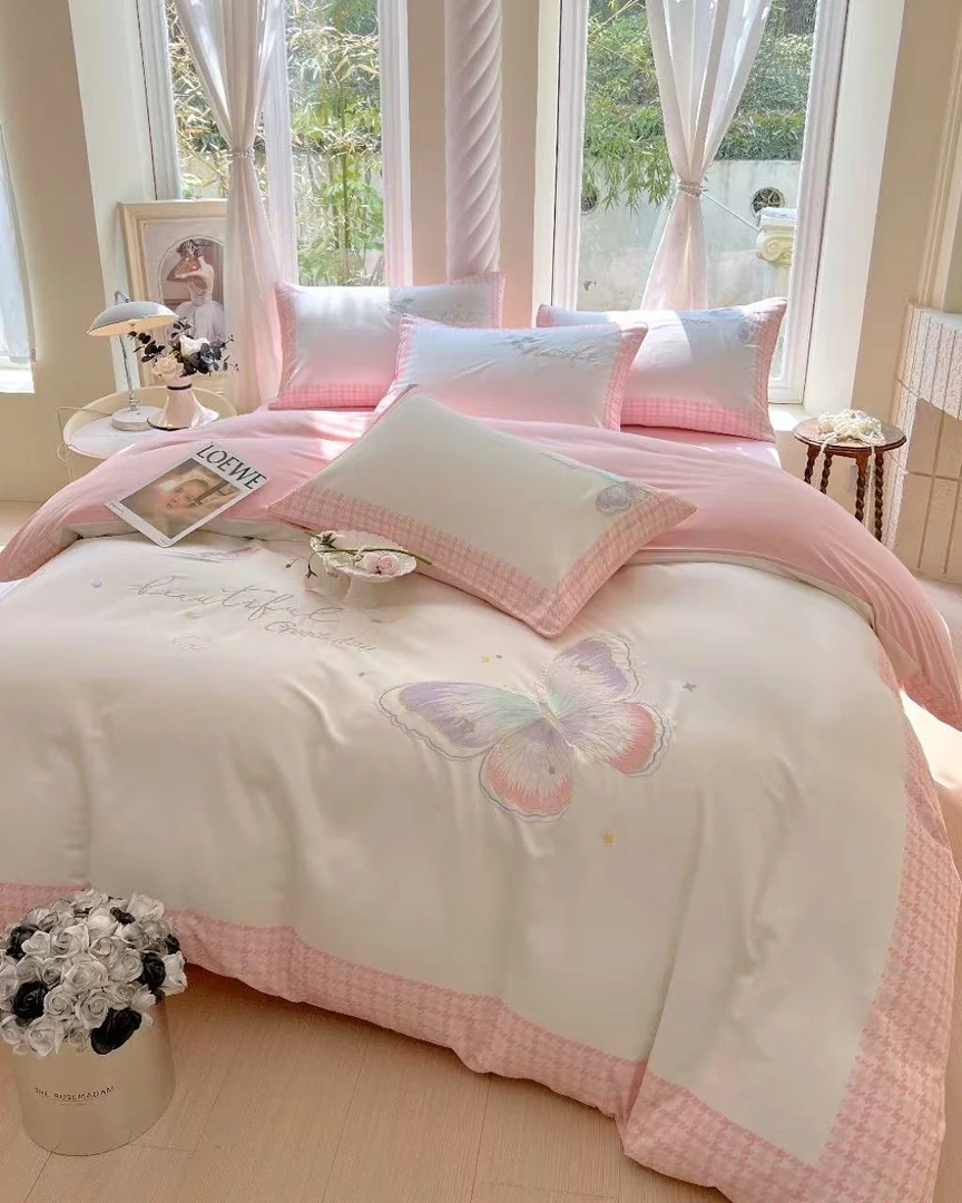 重工刺绣蝴蝶四件套（粉）【大凤专属】