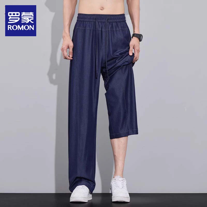 罗蒙莱赛尔天丝原牛2025夏季薄款美式复古潮牌弯刀直筒牛仔休闲裤