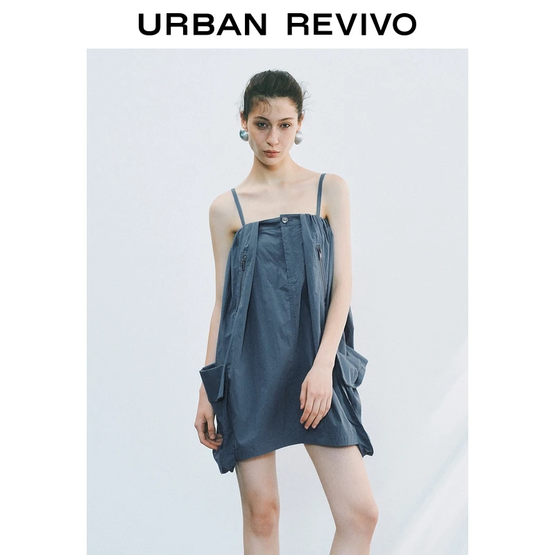 UR2025秋季新款女装城市户外风大贴袋吊带连衣裙UYV750068