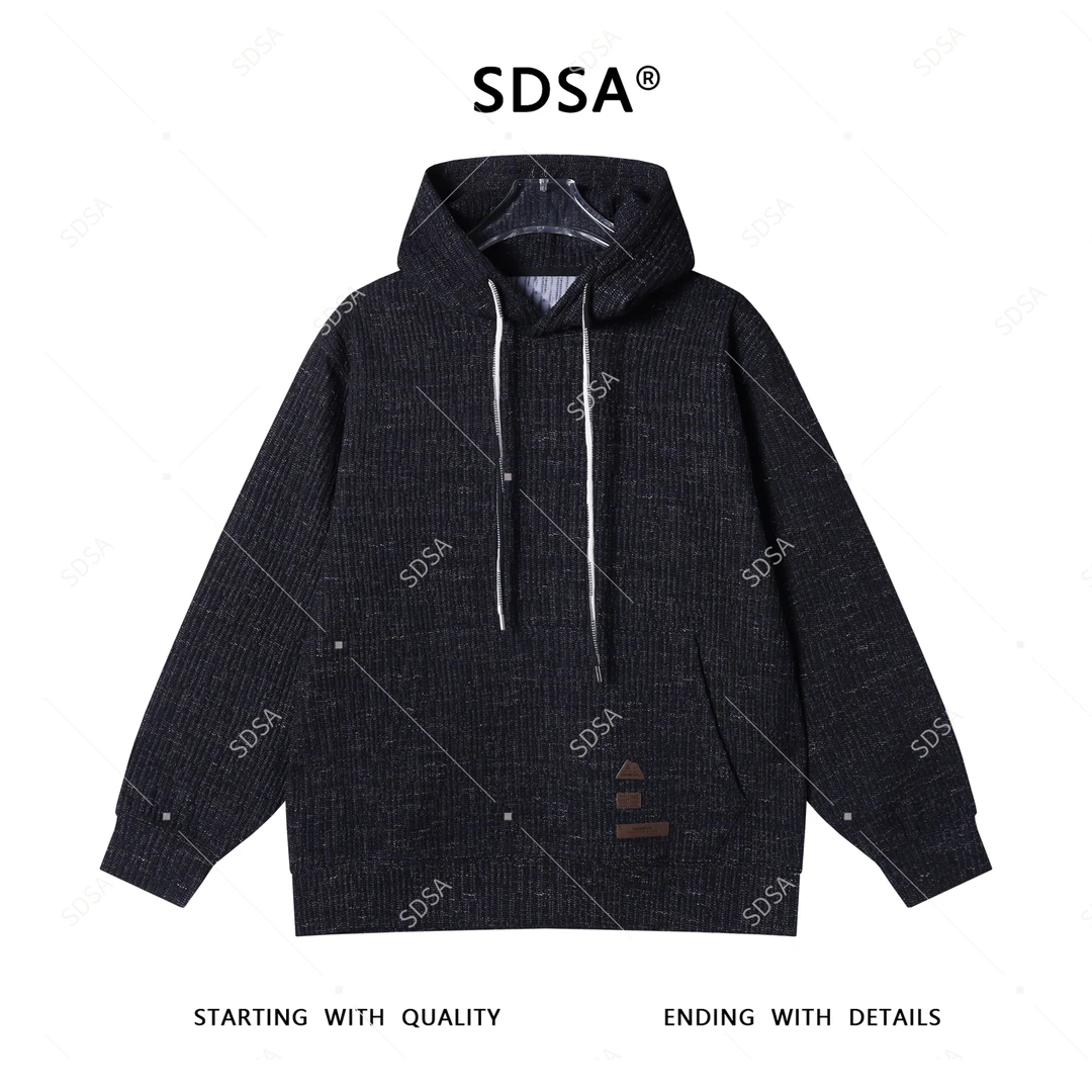 SDSA秋季新款男士痞帅设计师撞色针织立体抽绳连帽卫衣百搭时尚
