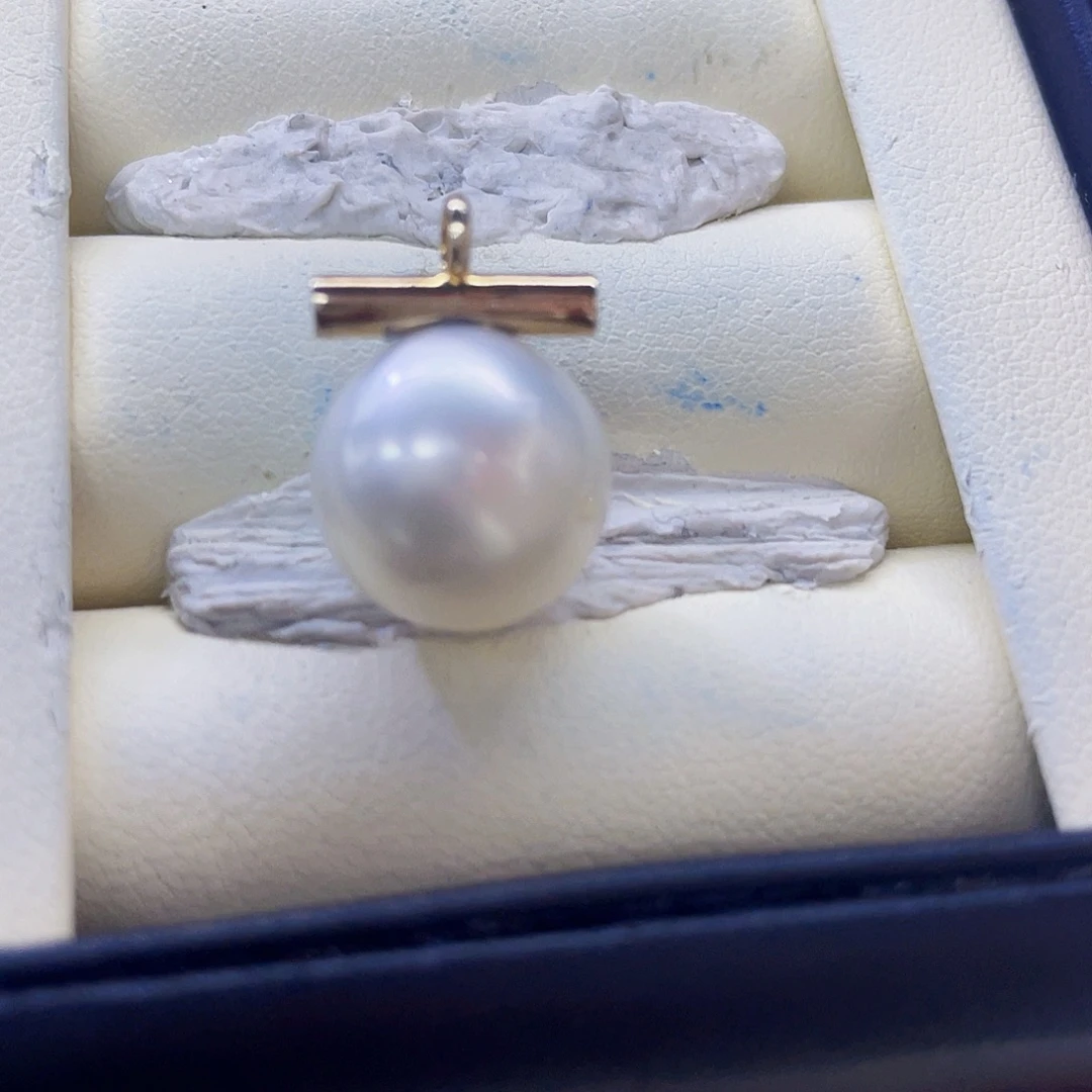 海水珍珠银S925镶嵌吊坠(不含链)澳白吊坠12-13mm