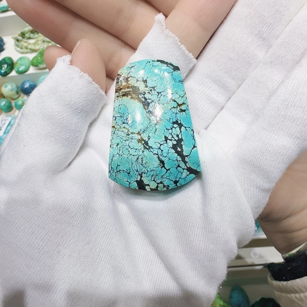 绿松石银S925镶嵌原矿绿松石