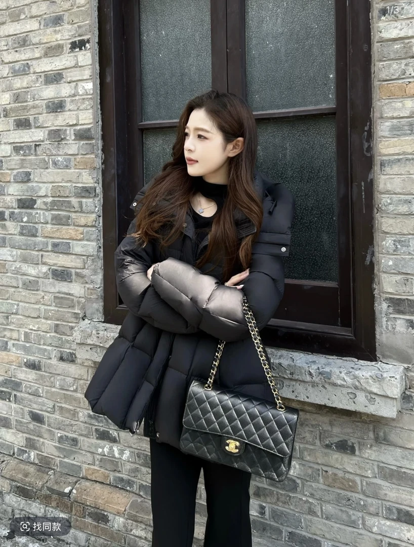 【在逃公主】气质收腰2025冬修身显瘦连帽时尚保暖加厚白鸭绒外套