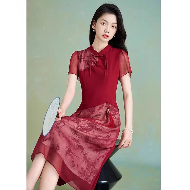 喜婆婆婚宴装国风旗袍连衣裙女春夏2025新款妈妈订婚礼服结婚长辈