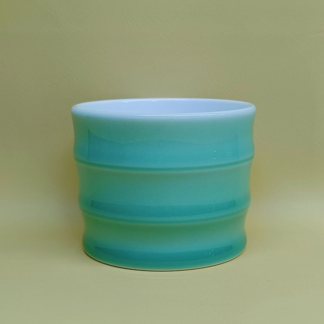 景德镇陶瓷茶杯主人杯纯手工单色釉竹节杯啤酒杯青花瓷（晶兰）