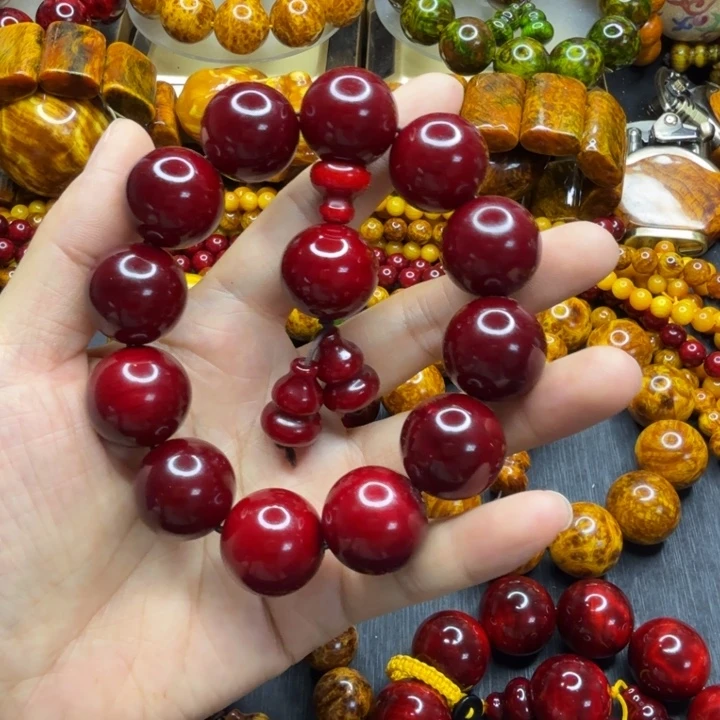 松木琥珀木文玩手串