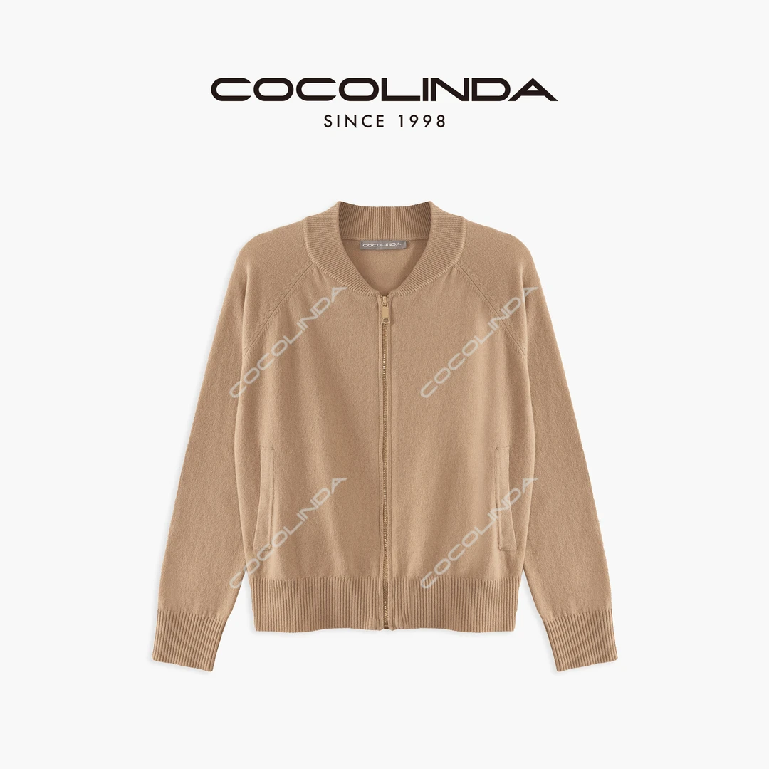 COCOLINDA | 100%羊毛12针棒球领拉链款上衣S2715