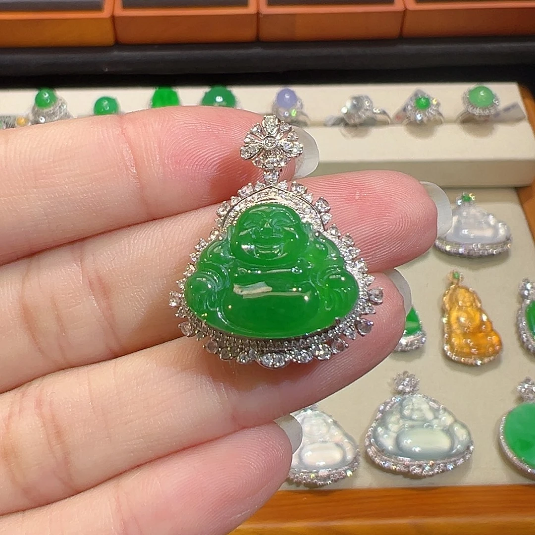 翡翠颈饰18K金镶嵌收货48小时鉴赏期